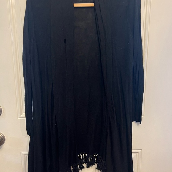 Mud Pie Black Long Open Front Cardigan - Picture 1 of 3